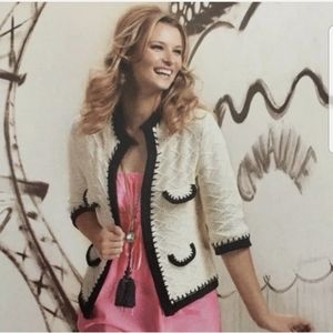 CABI SOCIALITE OPEN CARDIGAN CREAM / BLACK SIZE S